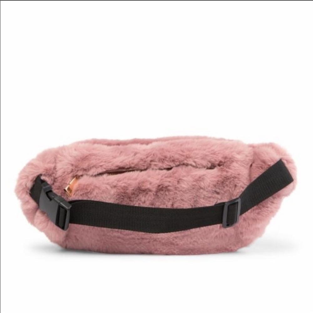 Pink soft Faux Fur Hand warm Fanny Pack waist bag - Picture 5 of 6